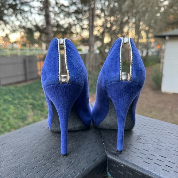 5/48 Women’s Blue Suede Carrie Open Toe Heels‎ Size 36.5 - Picture 5 of 7